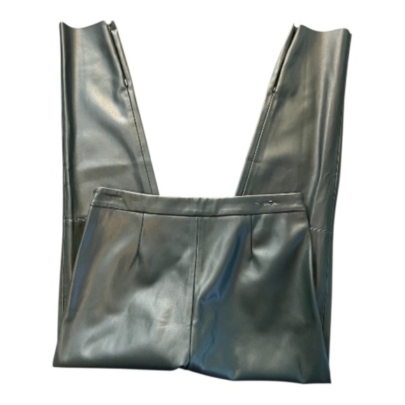 EUC Zara dark green faux leather ankle zip pants | size large - Picture 6 of 9